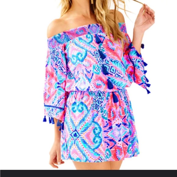 Lilly Pulitzer Dresses & Skirts - Lilly Pulitzer Joelle Smocked Tassel Trim Dress XXS